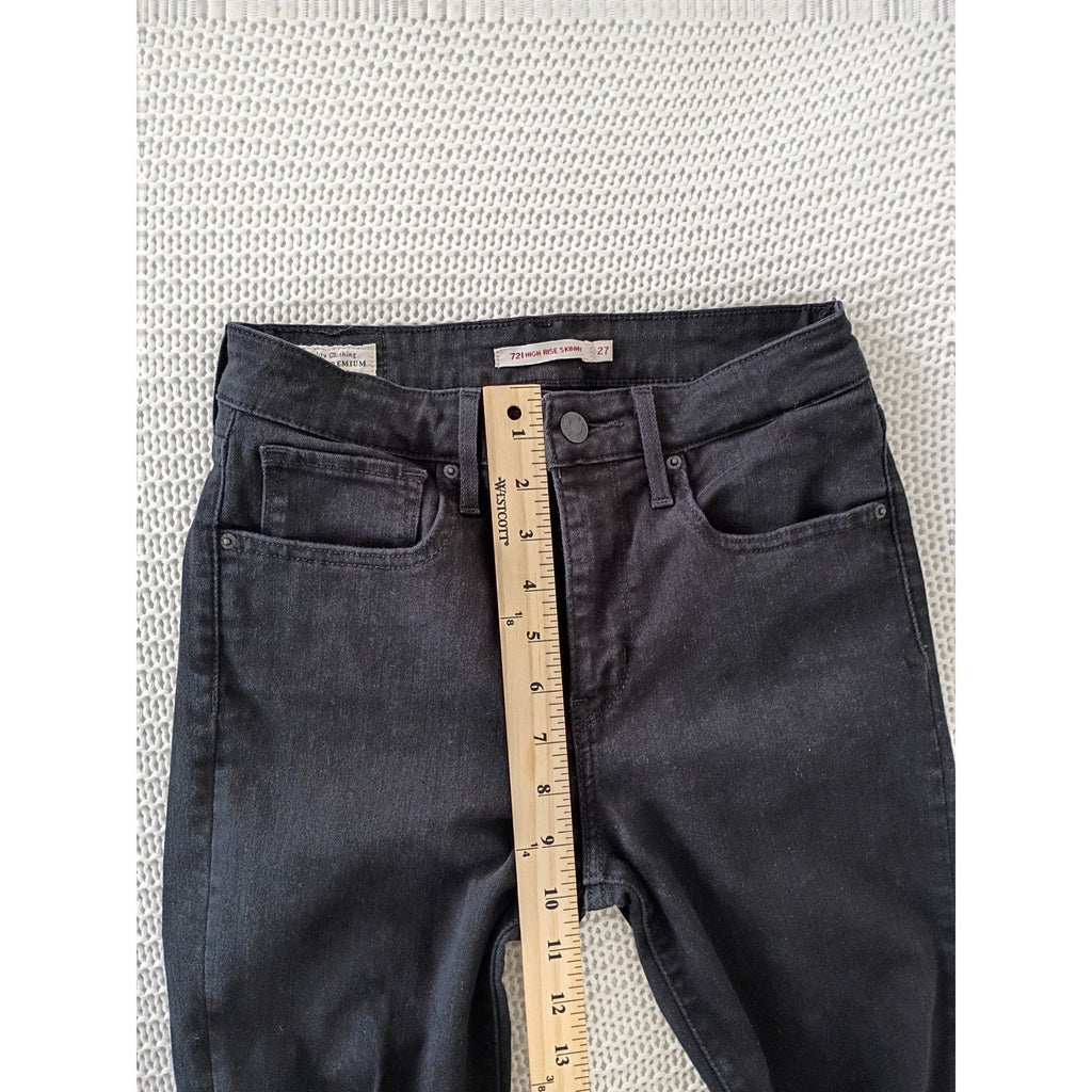 LEVI'S 721 High Rise Skinny Black Jeans 27x29 NWOT Distressed Cotton Viscose