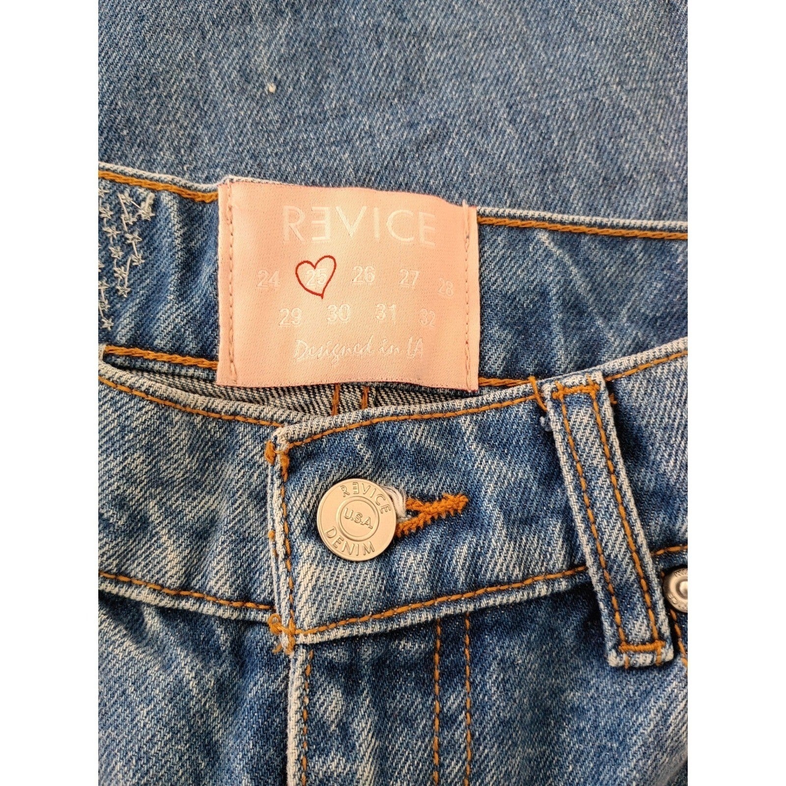 Revice LA High Rise Straight Leg Jeans 90s Rigid Denim Distressed 25x26