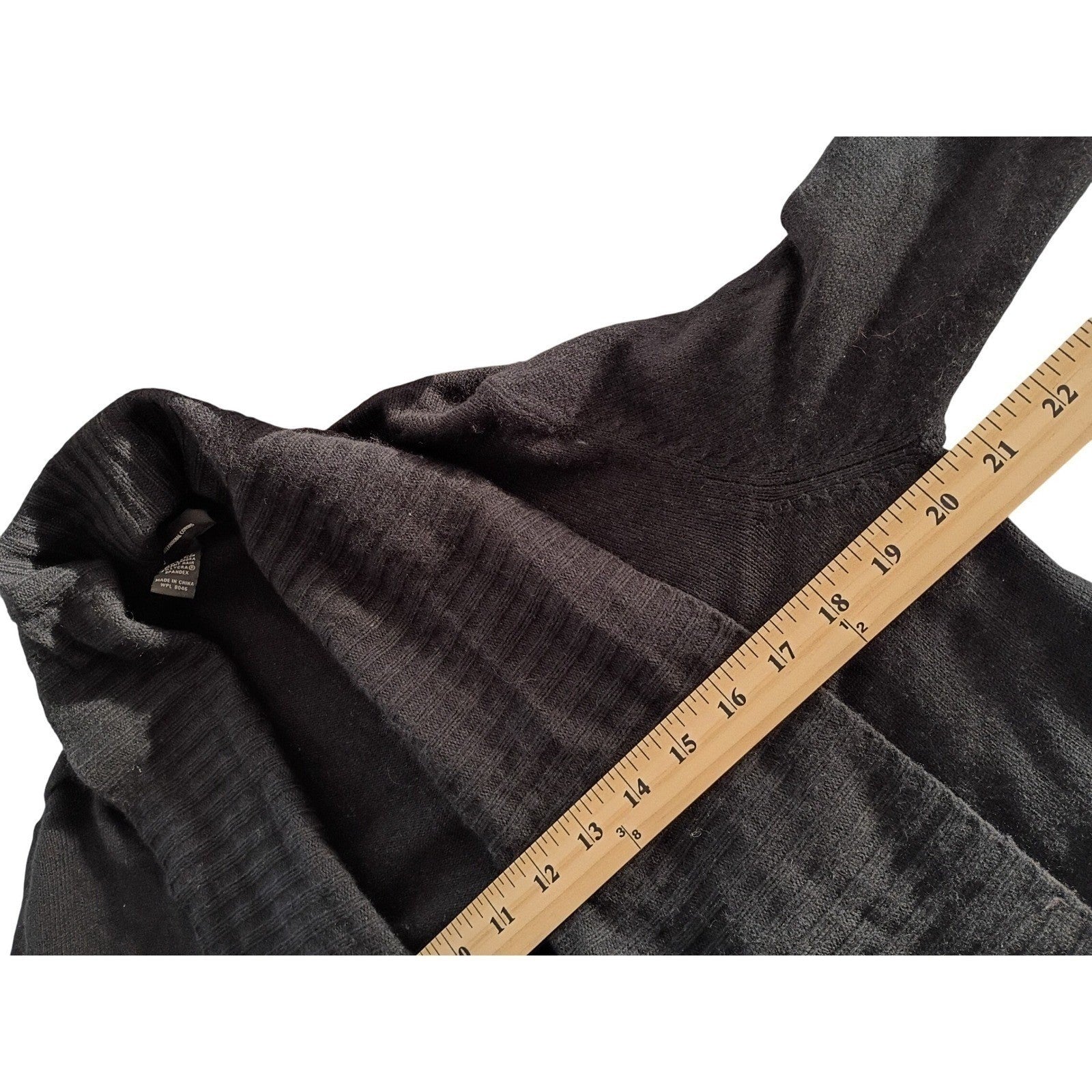 INC Int'l Concepts -SILK Angora Black Ribbed Knit Shawl Cardigan Sweater Size S