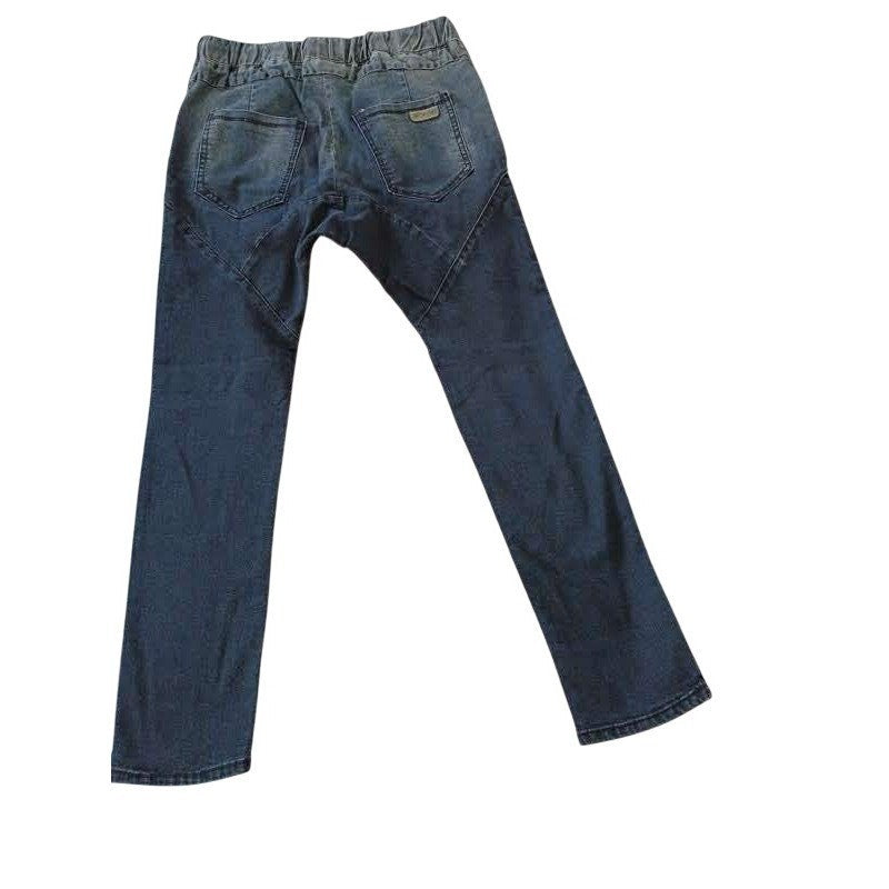 CHE DA LANG Relaxed Denim Drawstring Waist L 100% Cotton Tapered Dark Wash Moto