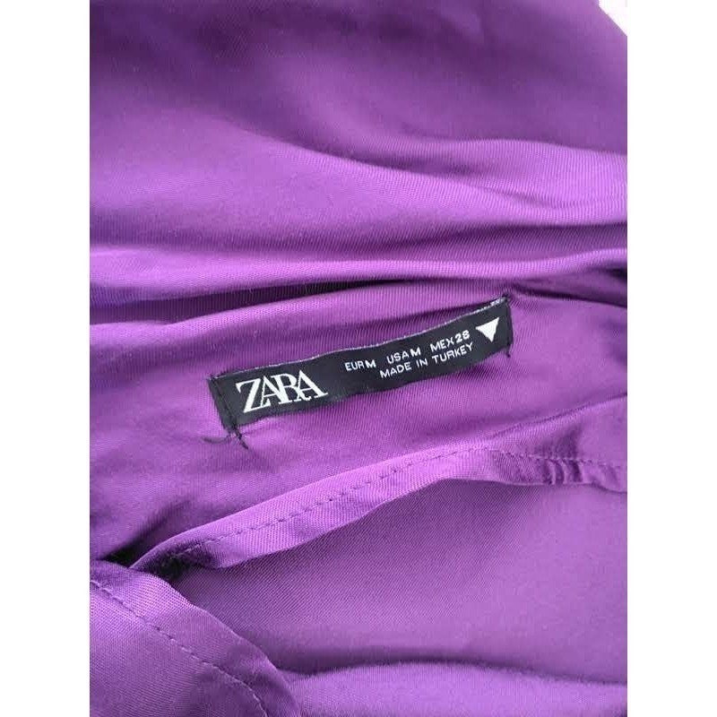 Zara Purple Satin One Shoulder Draped Asymmetrical Crop Top M Medium 6 8 Party