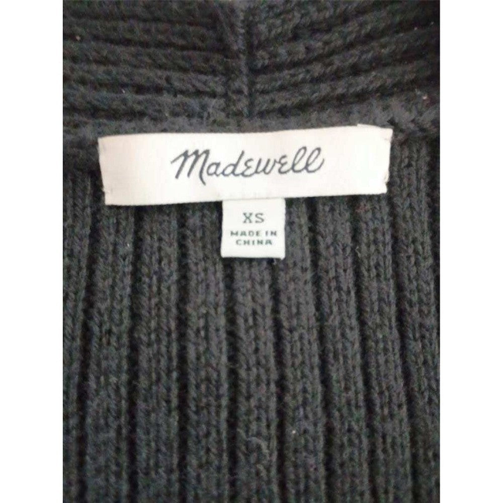 Madewell Charcoal Ribbed Knit Open Front Cotton Cardigan Sweater Womens Fits S/M