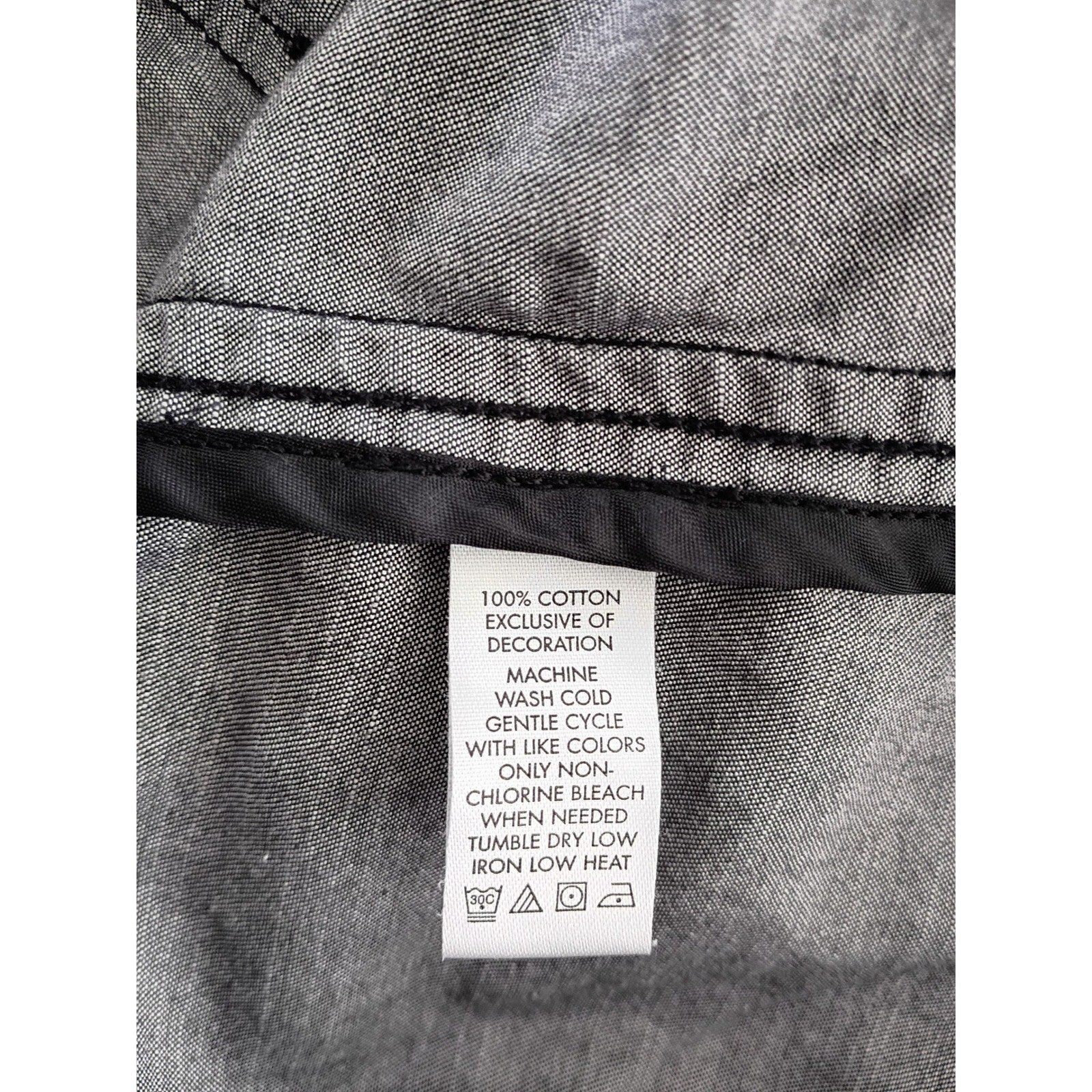 Calvin Klein Utility Jacket 100% Cotton L Charcoal Gray Button Drawstring Waist