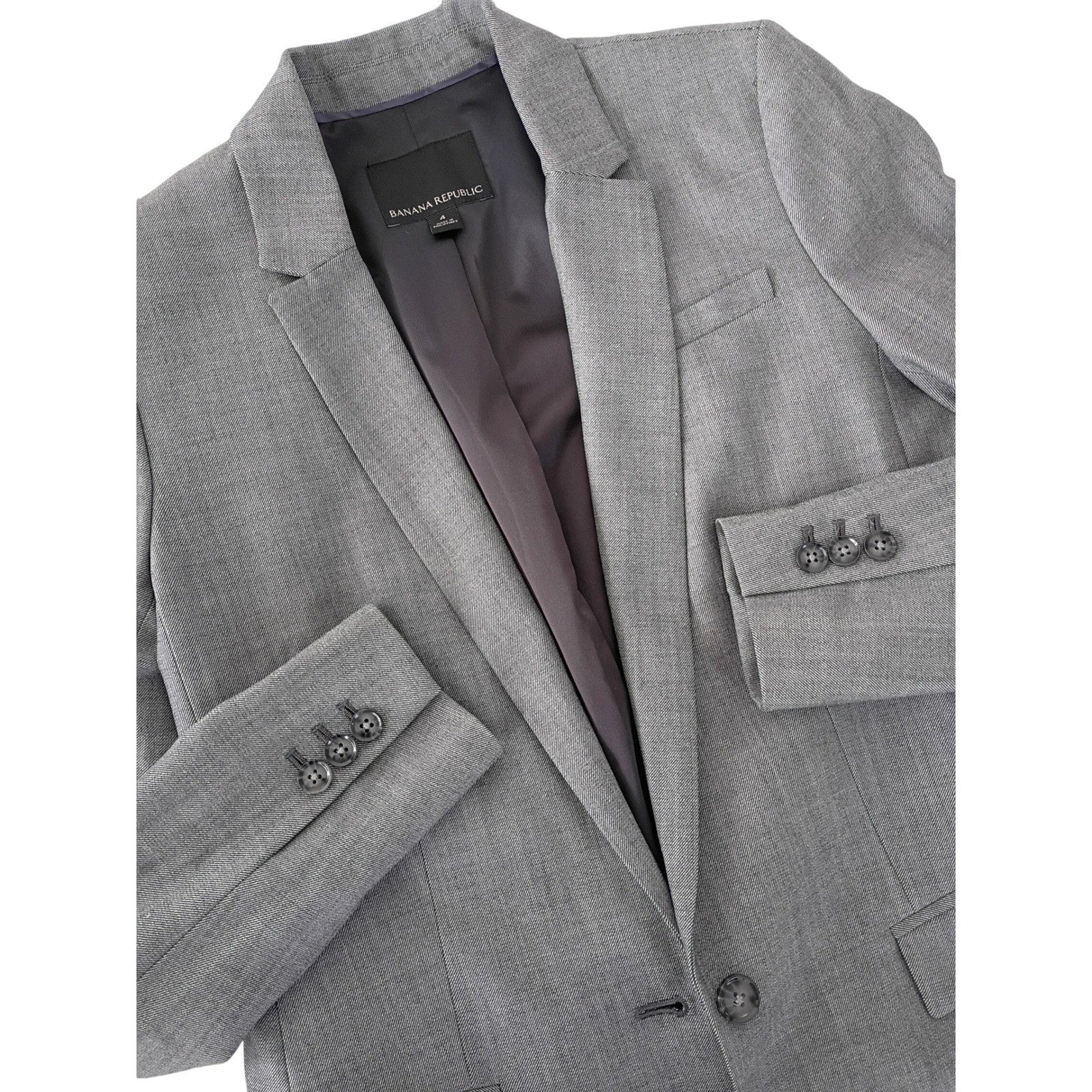 Banana Republic NWOT Grey Wool Blend Blazer Suit Jacket Women Size 4 Career