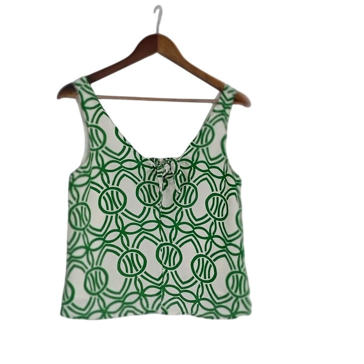 Maeve Anthropologie Green White Geometric Print Sleeveless Crop Top Fits S $78