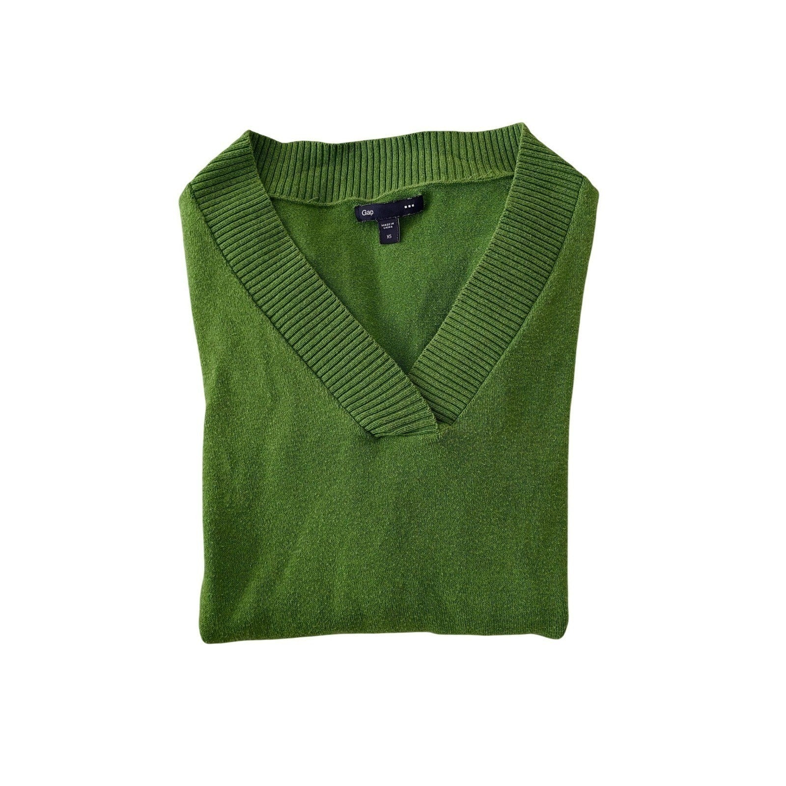 Gap V Neck Sweater Women's  Green Pullover Wool Knit Casual Top Size S