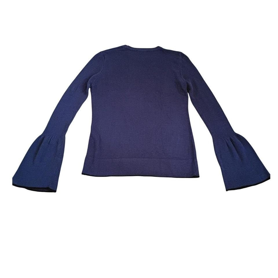 William B Bell Sleeve Knit Sweater Navy Blue Boho Flowy Pullover Womens M