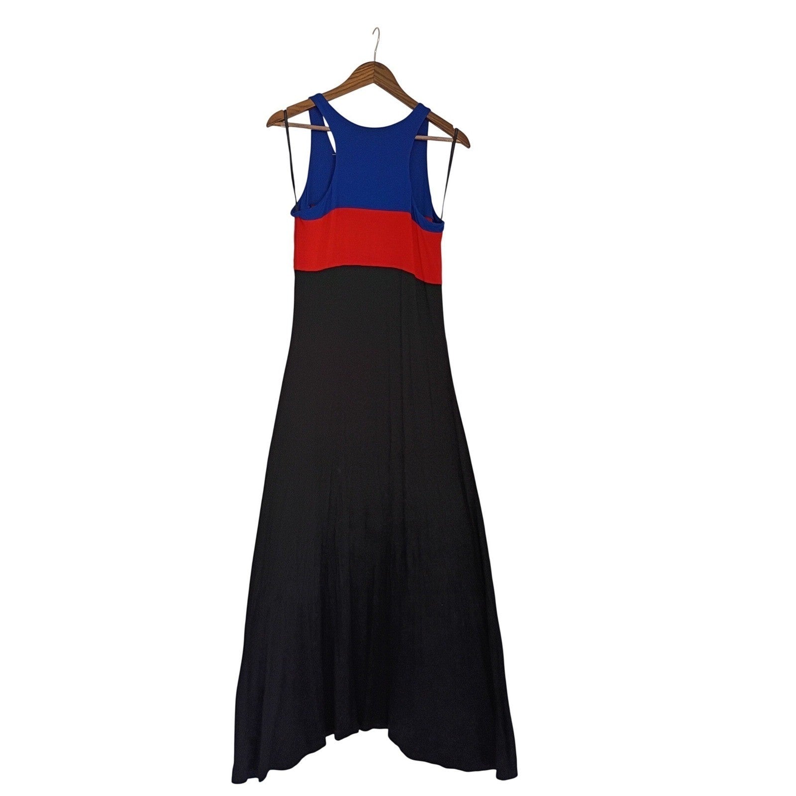 Calvin Klein Colorblock Maxi Dress Blue Red Black Sleeveless NWT 6/Small  Bold