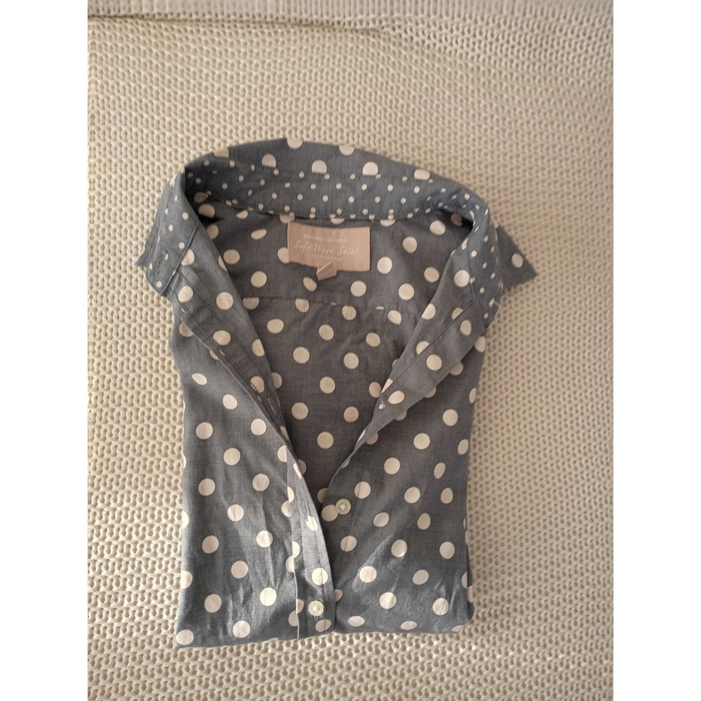 Banana Republic Soft Wash Shirt Polka Dot Grey White Button Down Classic Fits S