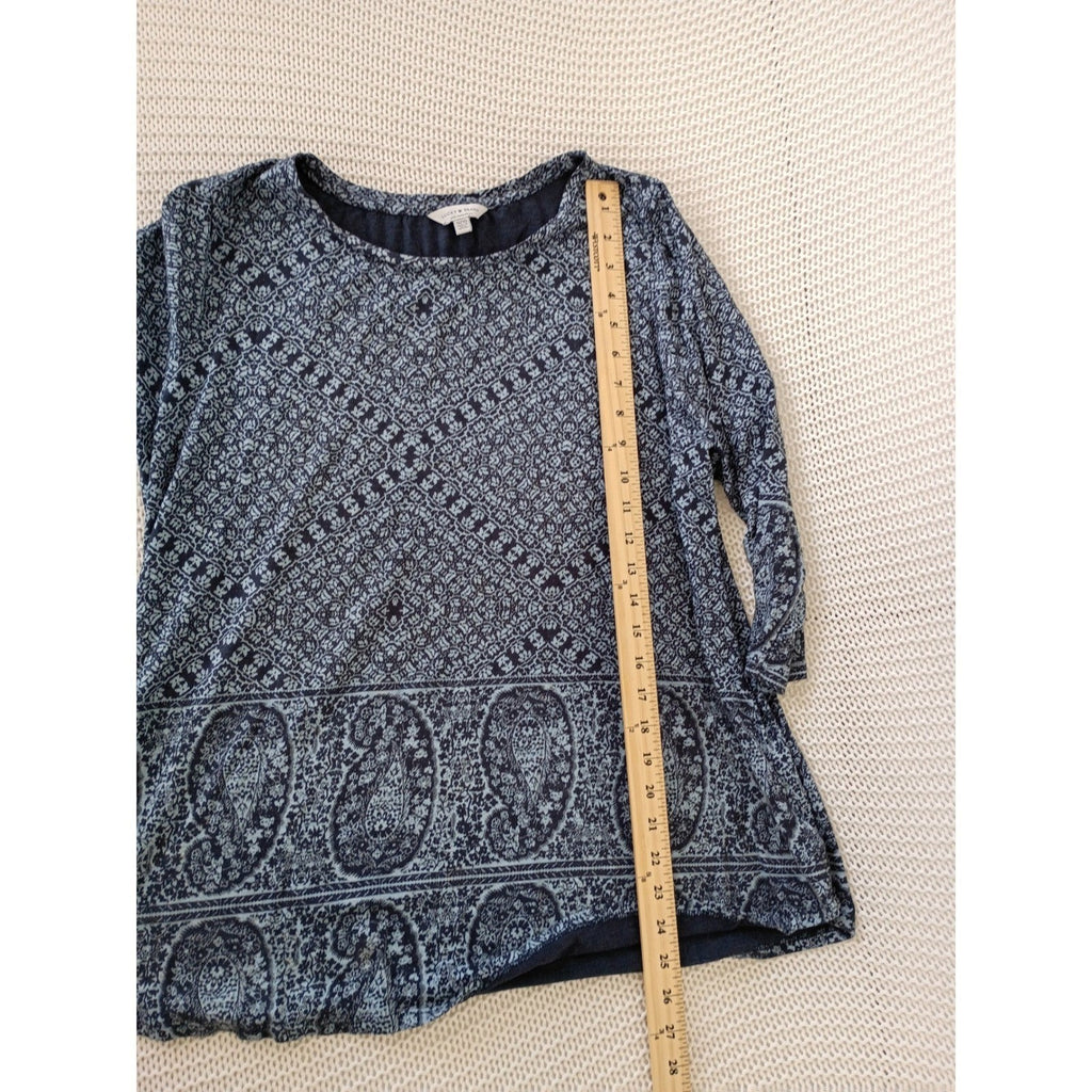 Lucky Brand Blue Paisley Medallion Cotton Modal Long Sleeve Top Boho 1X Plus