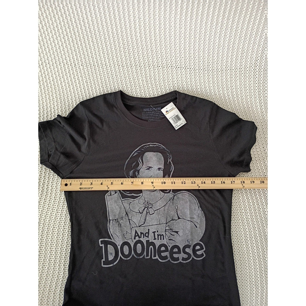 SNL Dooneese Kristen Wiig NBC Studios Graphic Tee Black 100% Cotton NWT Size M