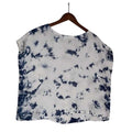 Rachel Zoe 100% Linen Blue White Tie Dye Boxy Short Sleeve Blouse Large  NWOT