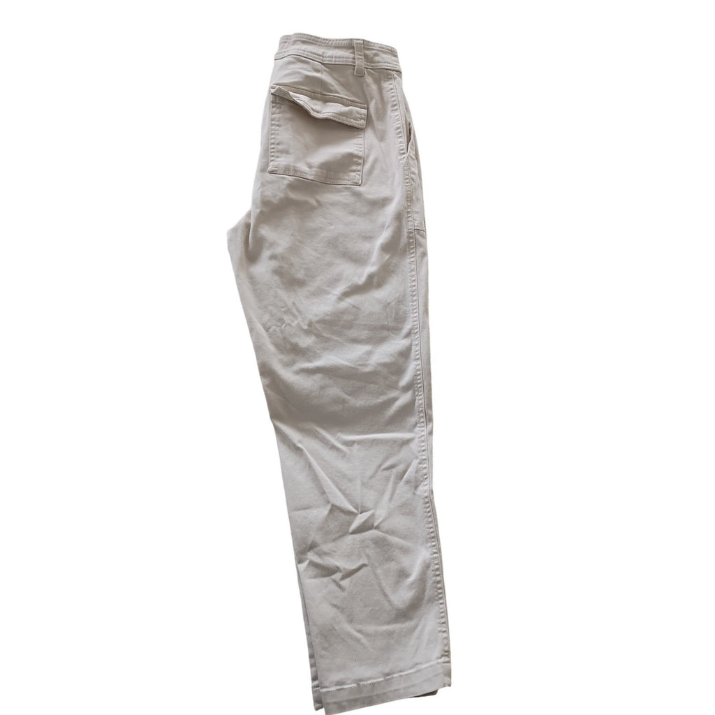 A New Day Womens Cargo Pants Cream Stretch Elasticized Sz 8 W28x26