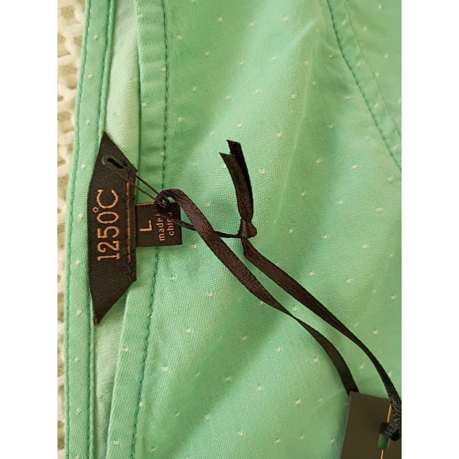 NWT 1250°C Mint Green V-Neck Sleeveless Shift Dress 100% Cotton L Minimalist