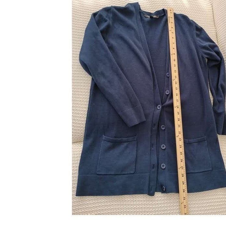 CHADWICKS 100% Cozy Casual Cotton Navy Blue Button Front Cardigan Size L