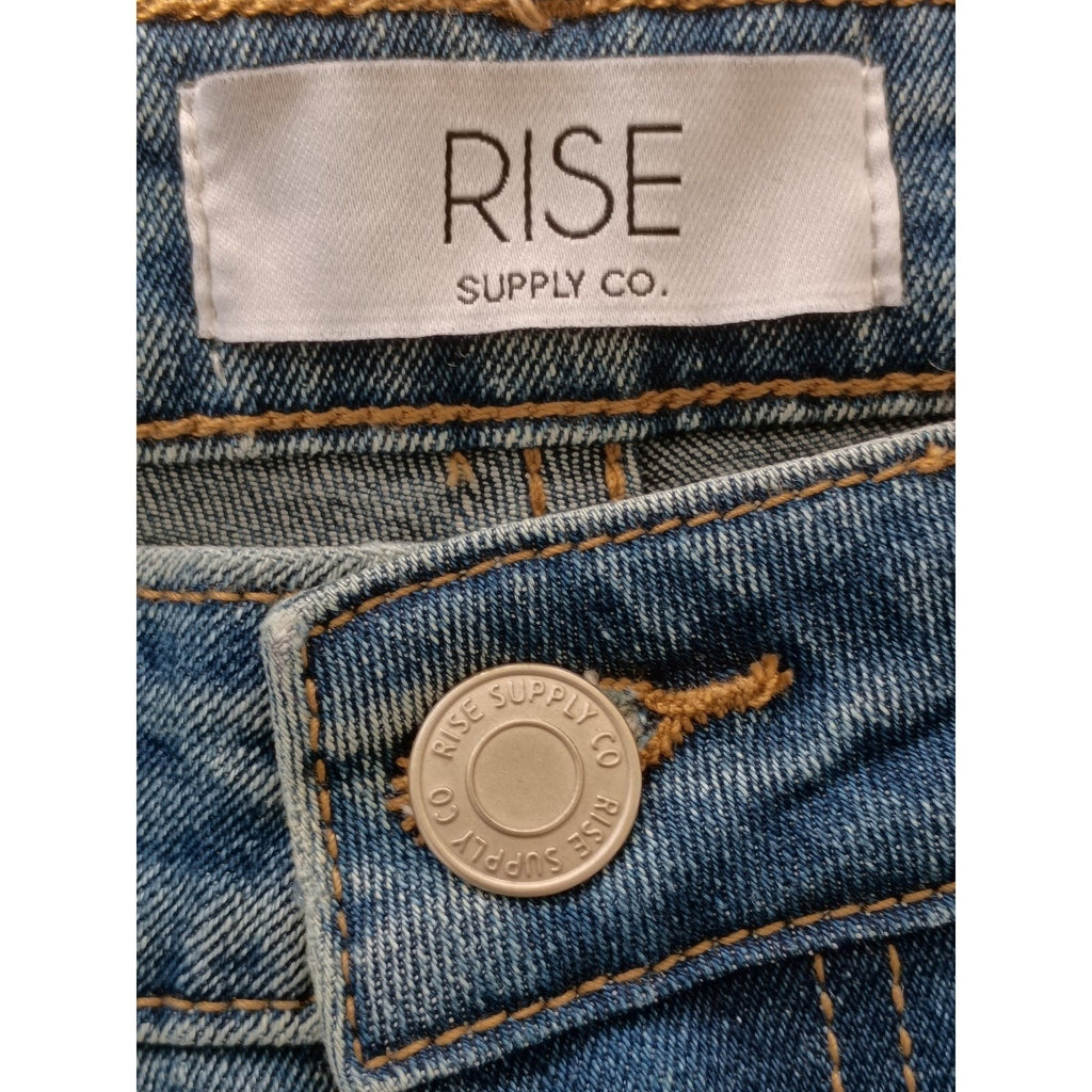 RISE SUPPLY CO. Blue Wash Flare Jeans 27x30 High Rise Bootcut Trendy Denim