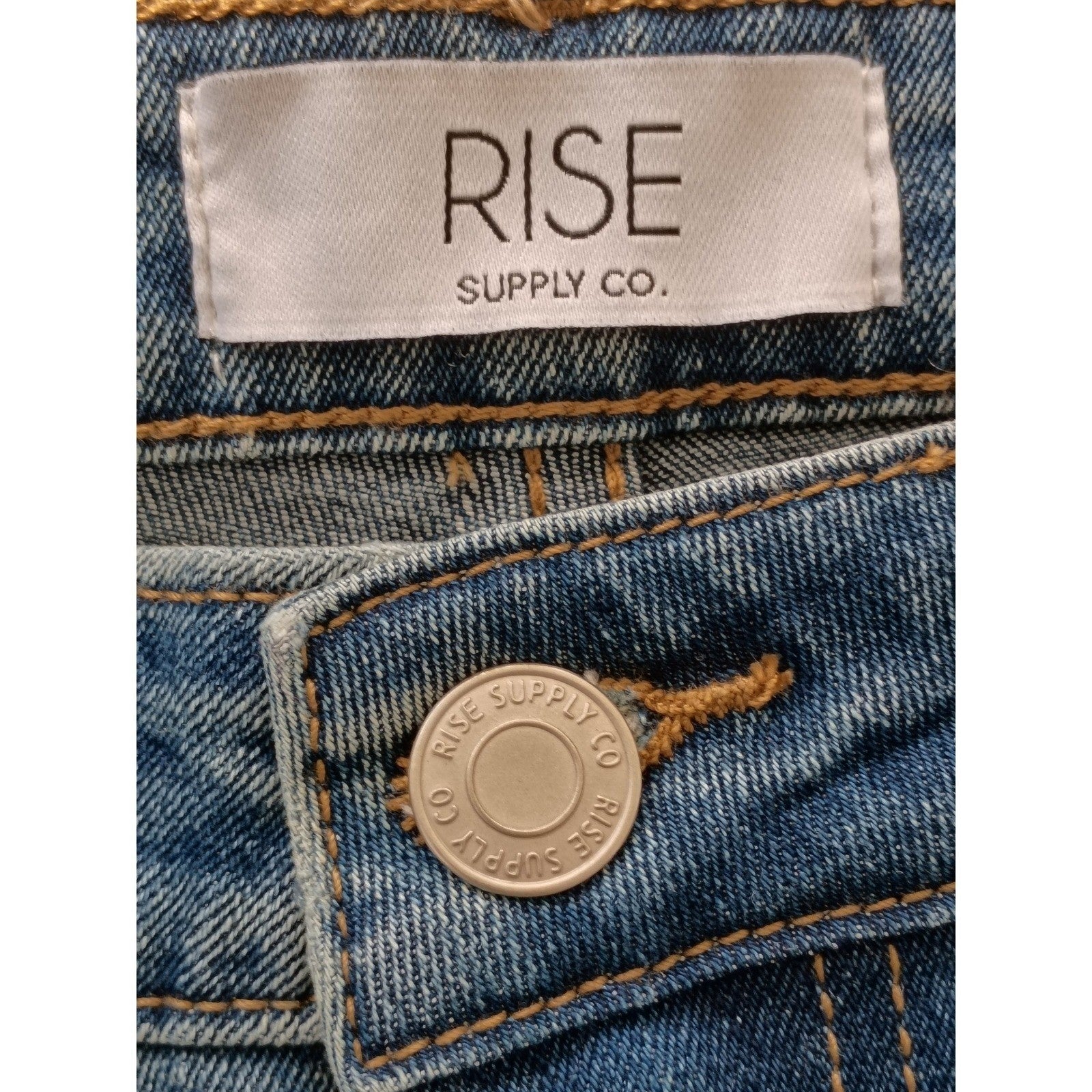 RISE SUPPLY CO. Blue Wash Flare Jeans 27x30 High Rise Bootcut Trendy Denim