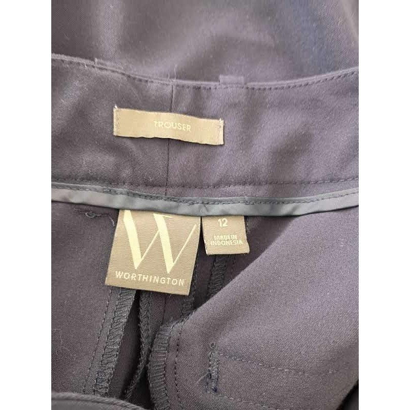 Worthington Wide Leg Trousers Navy Work Pants Womens 12 Fits W 29-31