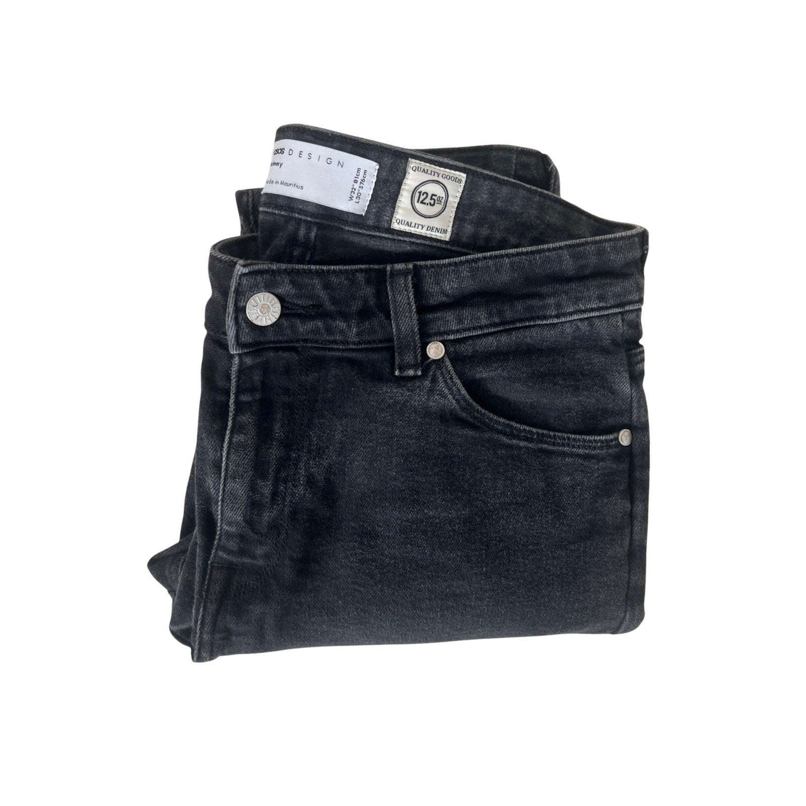 ASOS DESIGN Men's Straight Leg Black Denim Jeans W32 L30 Classic Minimalist 90s