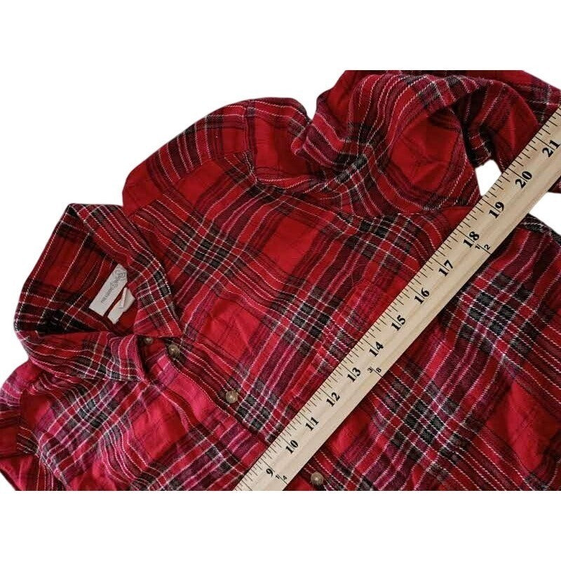 Treasure Bond Plaid Boyfriend Shirt Red  Long Sleeve Cotton Blend Size S