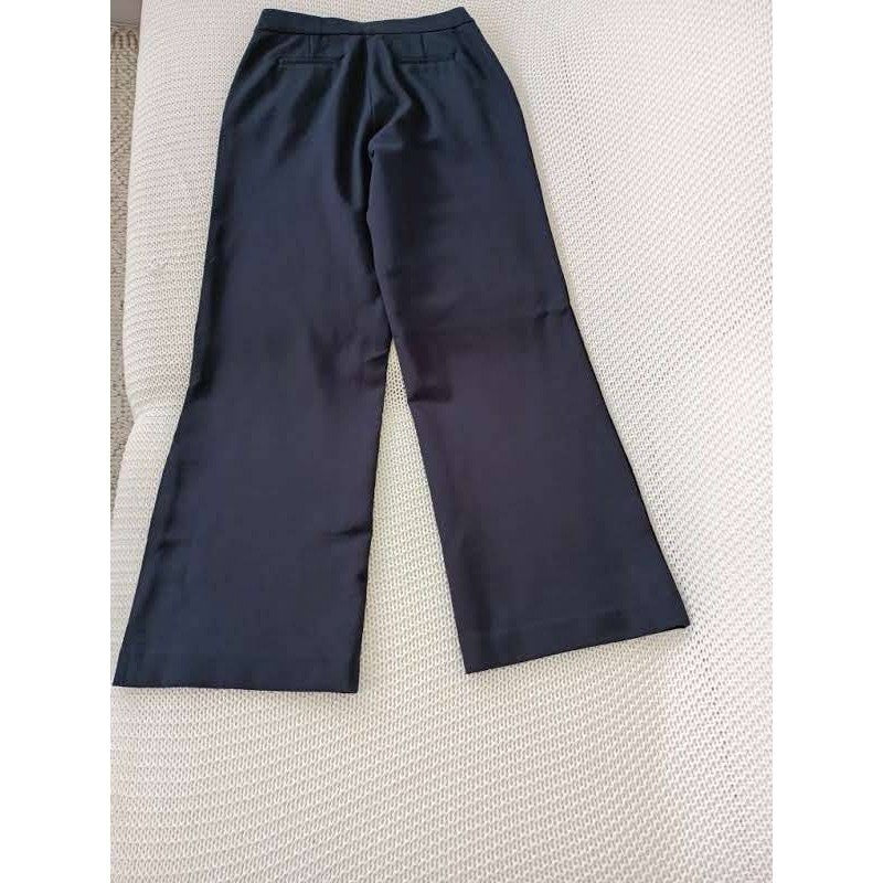 Quince Navy Blue Ultra Stretch Ponte Trouser Wide Leg Pants S W27 High Waisted