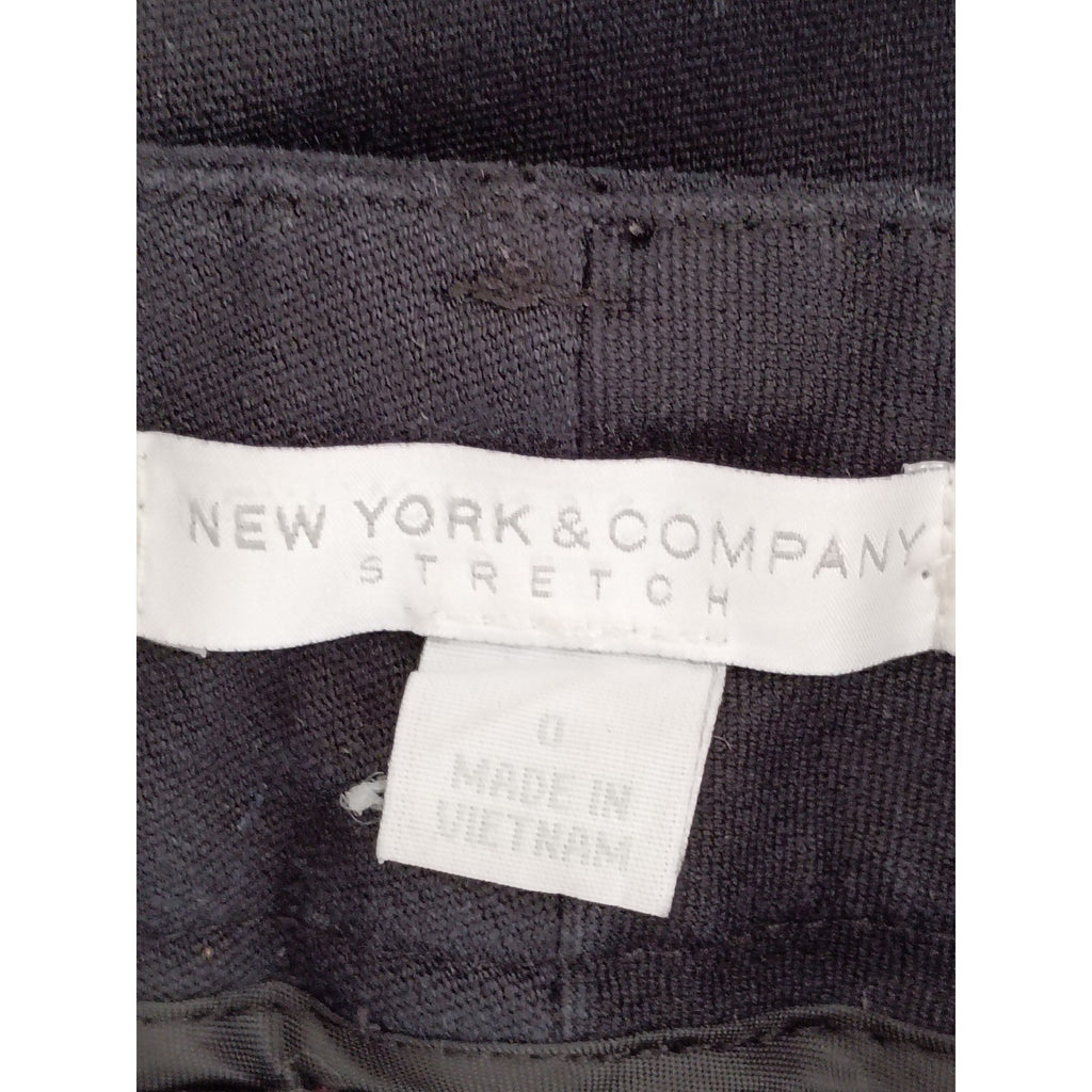 New York & Company Black Ankle Pants Slim Fit Career Trousers Stretch 0 Waist 26