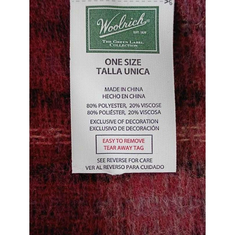 Woolrich Green Label Plaid Wrap Shawl Burgundy Wine Fringed One Size Poncho