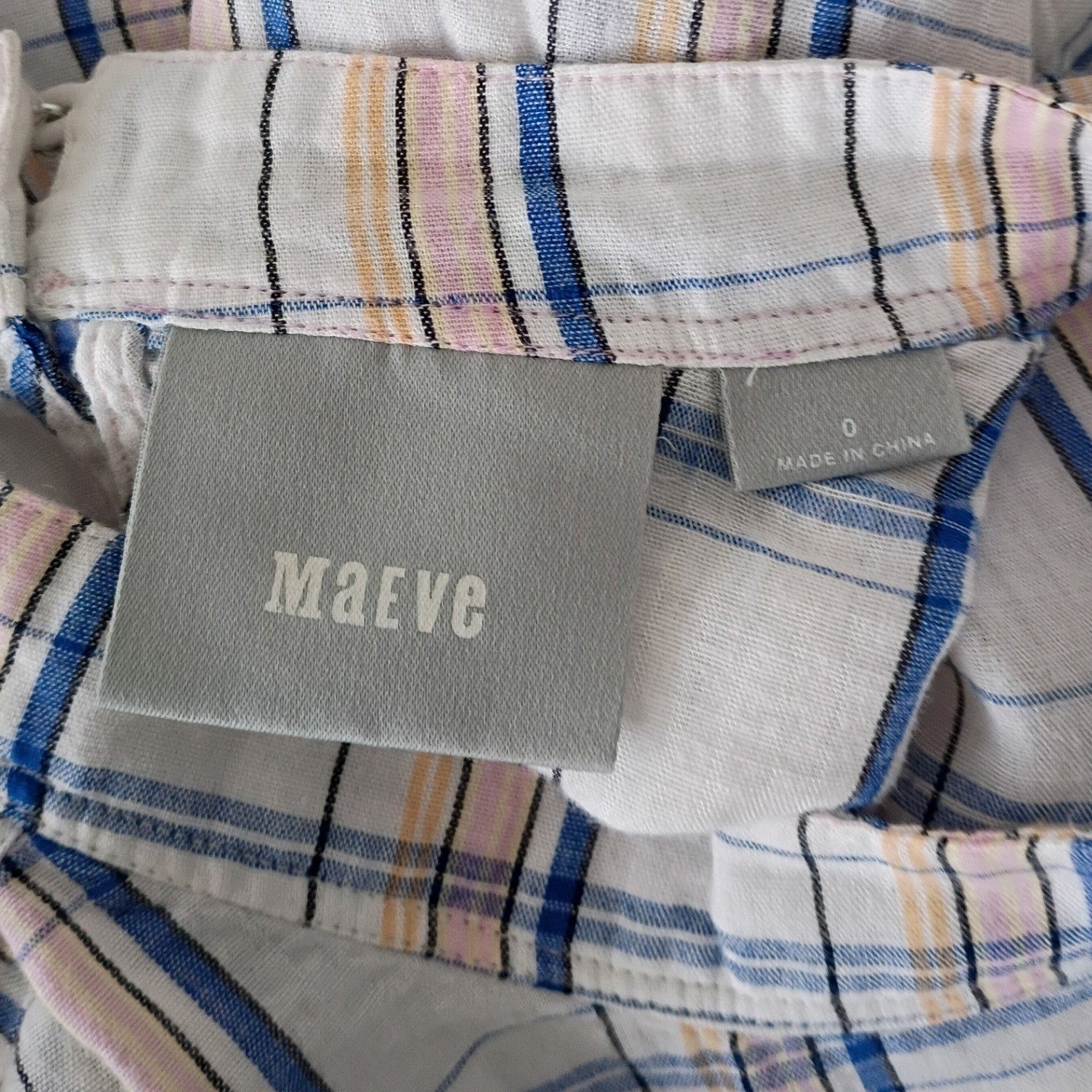 Maeve Anthropologie Plaid Striped Peplum Blouse Coquette Romantic Cottagecore S