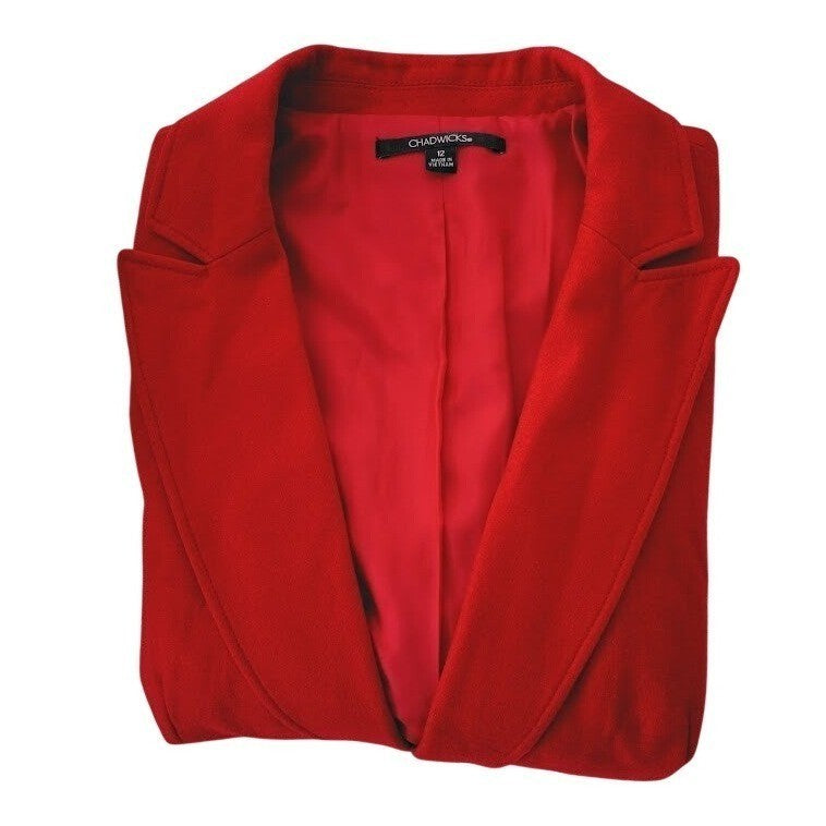 Chadwicks Red Wool Blend Blazer Single Button Career Office Classic 12