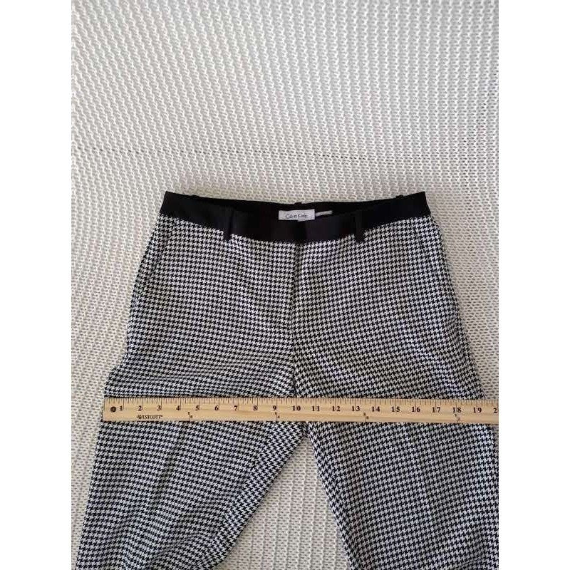 Calvin Klein Houndstooth Pants Black White Slim Fit 4 W30 x 28.5 Dress Trousser