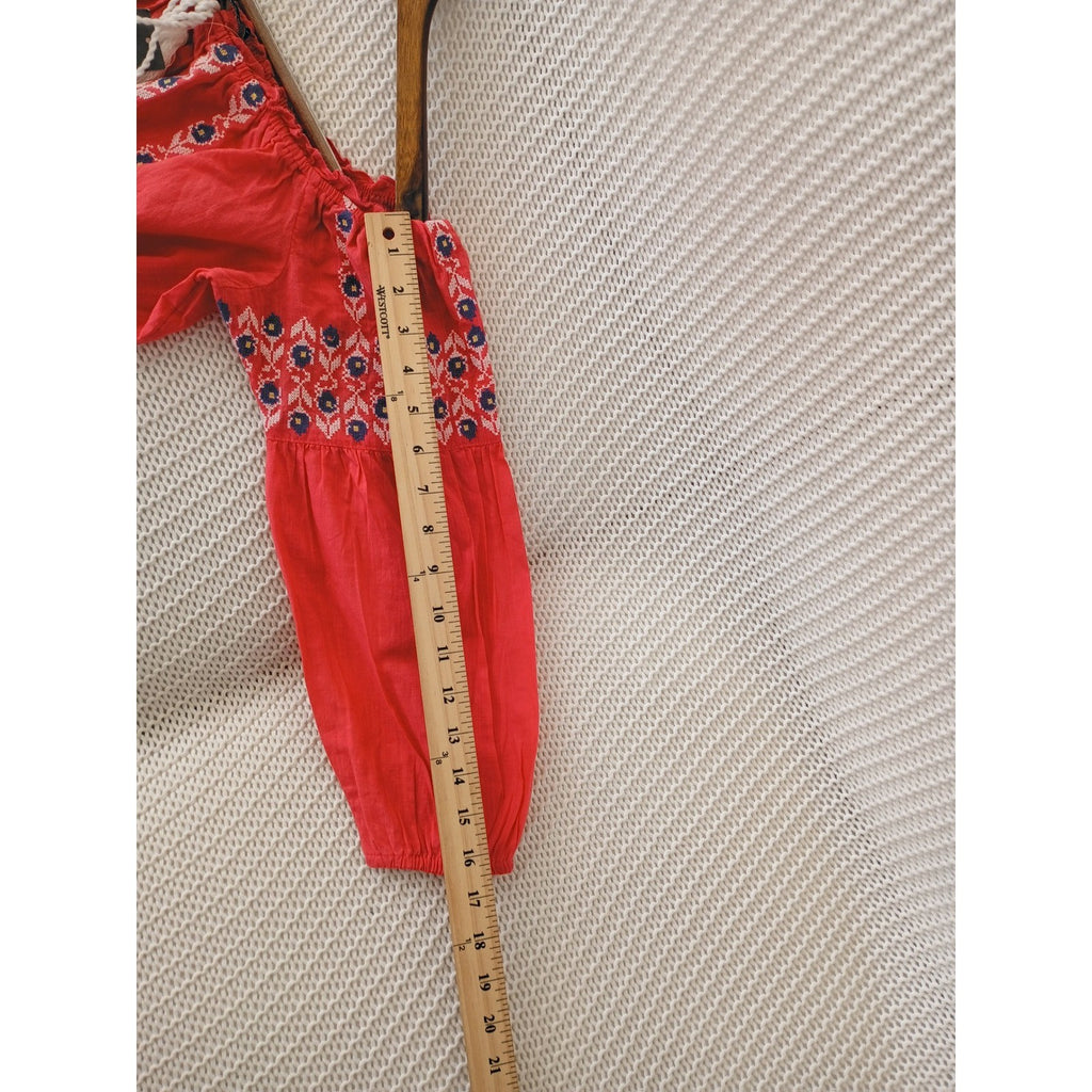 Abercrombie & Fitch NWT 100% Cotton Red Embroidered Peasant Top S Boho