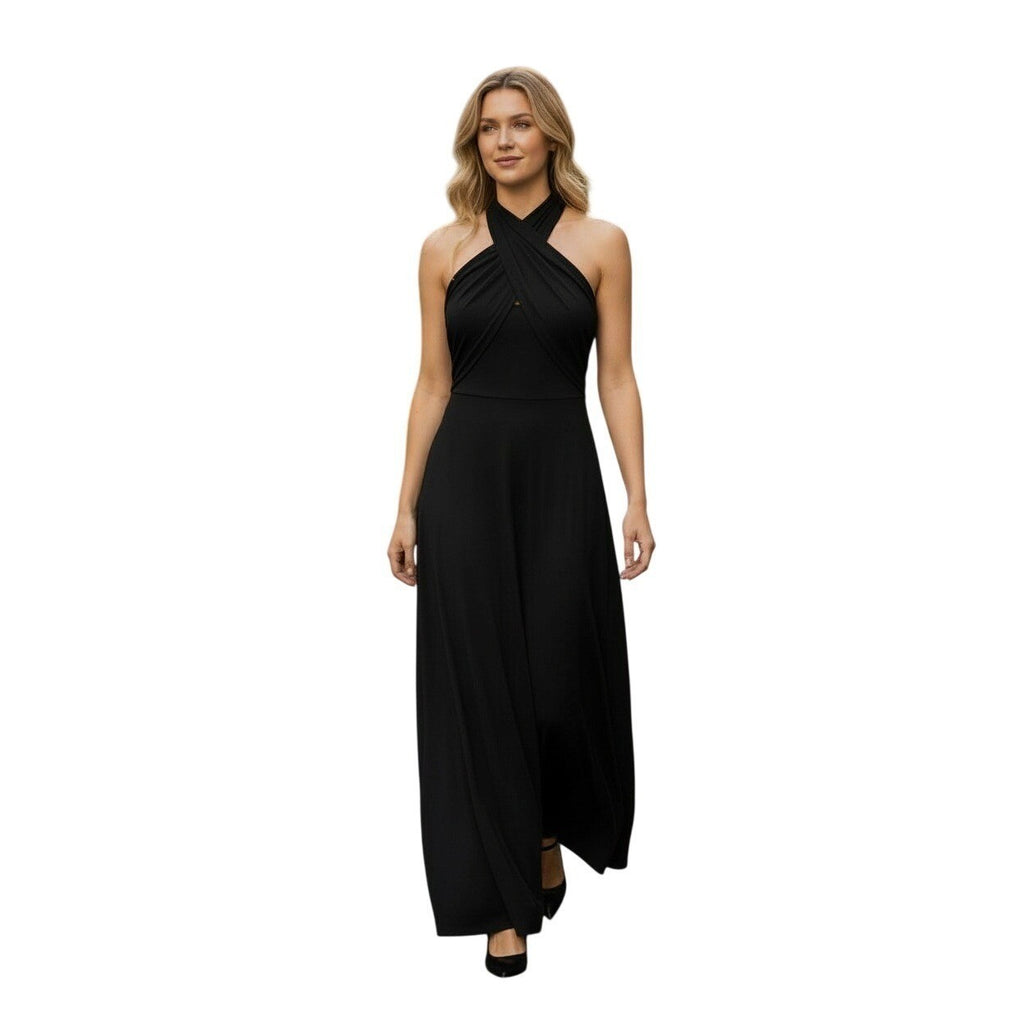 Que Fora Dem Dechets Black Halter Maxi Dress S Sleek Sophisticated Evening
