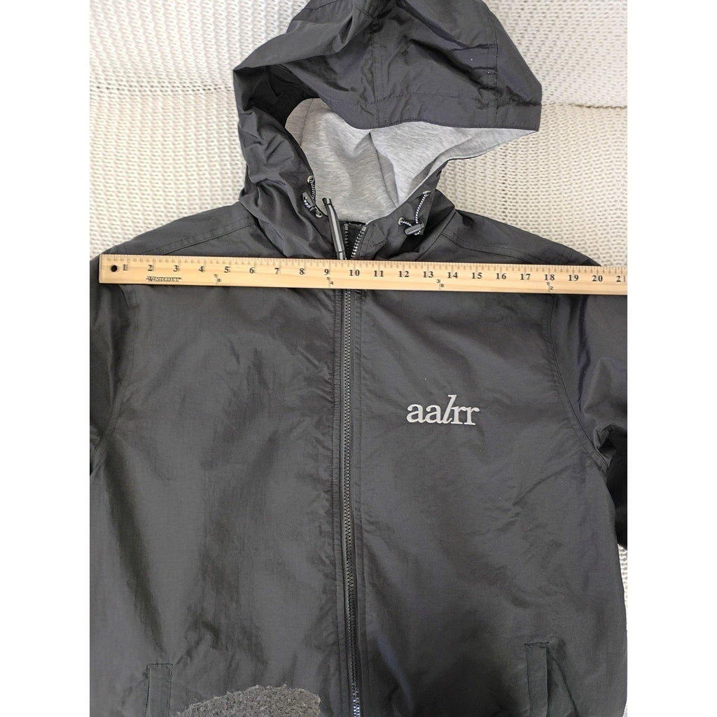 Charles River Apparel Mens Gray Hooded Windbreaker Jacket Size L AALR Logo
