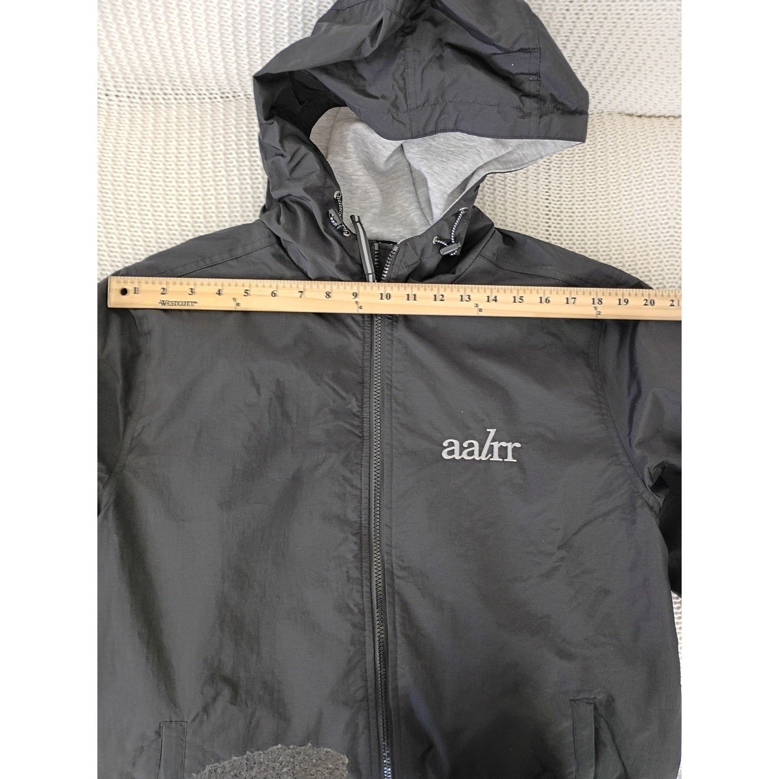 Charles River Apparel Mens Gray Hooded Windbreaker Jacket Size L AALR Logo