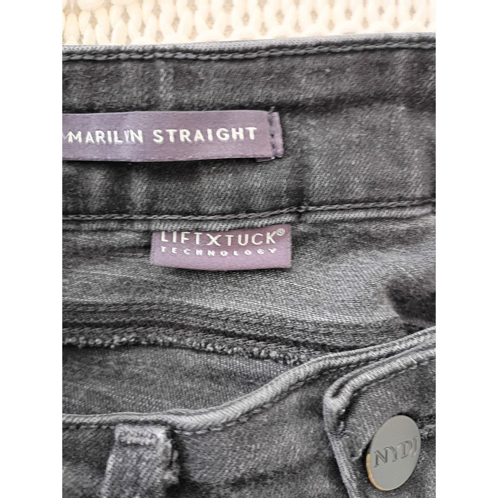 NYDJ Marilyn Straight Leg Jeans Faded Black Lift Tuck Technology 26x28 High Rise