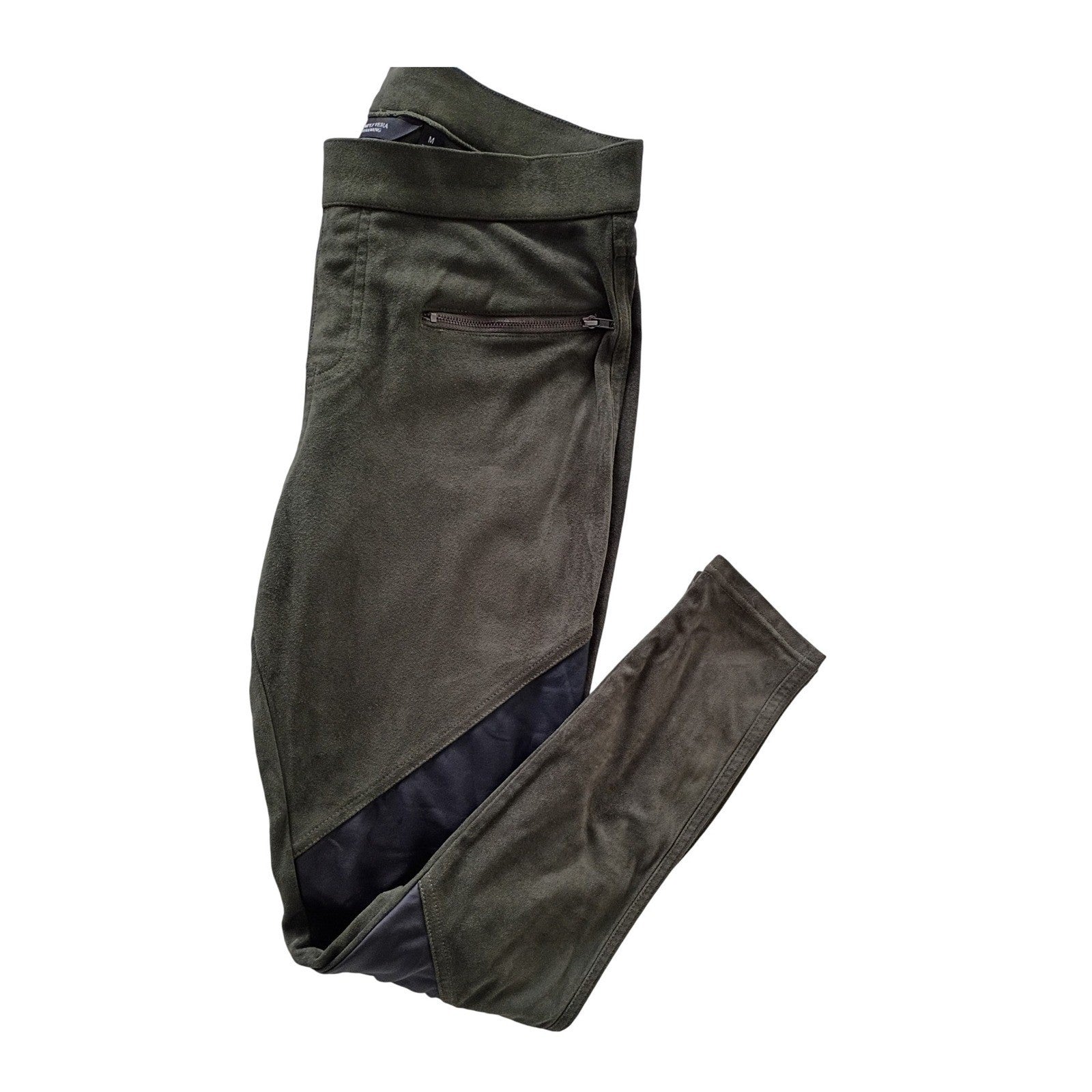 Simply Vera Wang Faux Suede Moto Leggings Pants Olive Green Size M