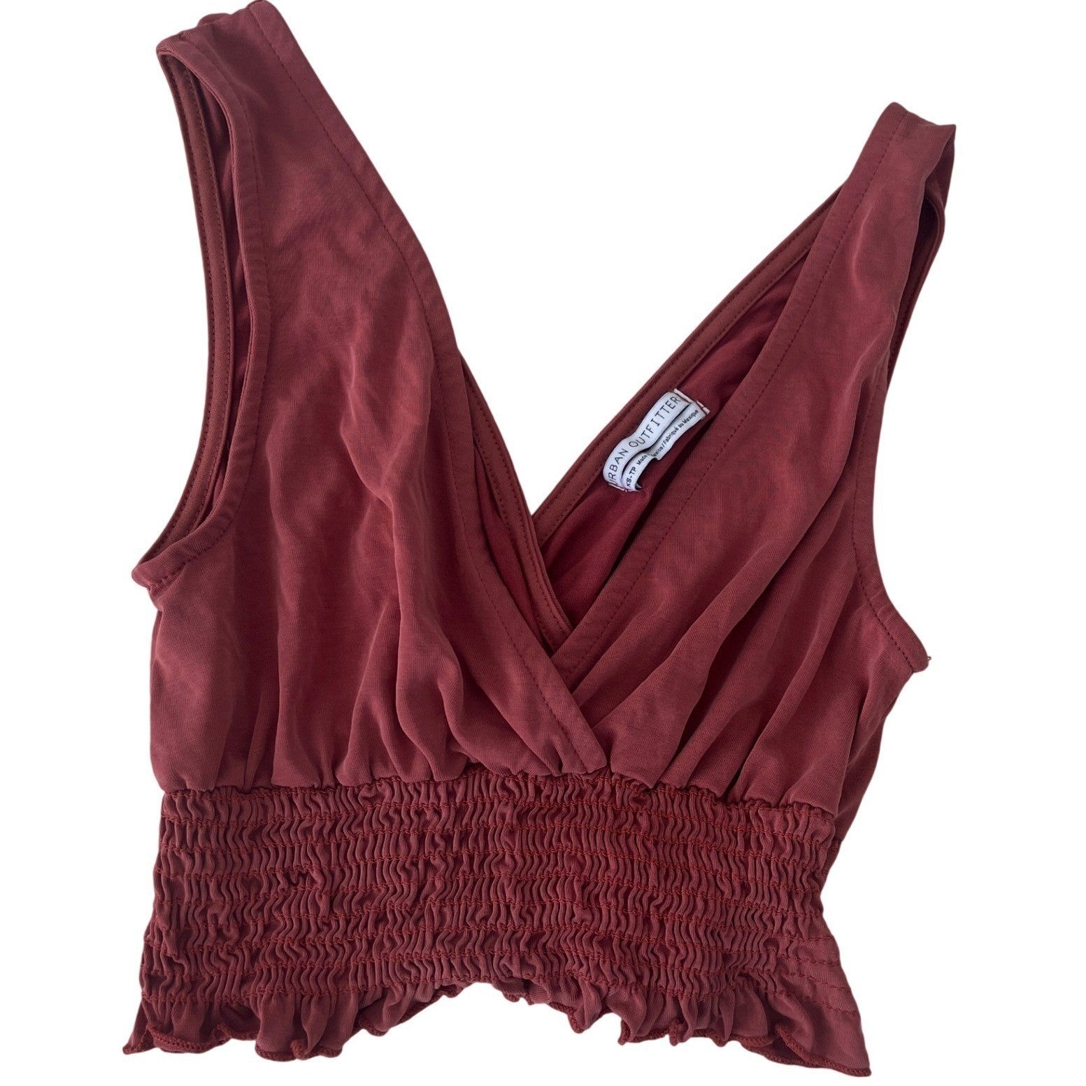 Urban Outfitters Rust Red Ruched Halter Neck Tank Top XS Y2K Aesthetic Retro