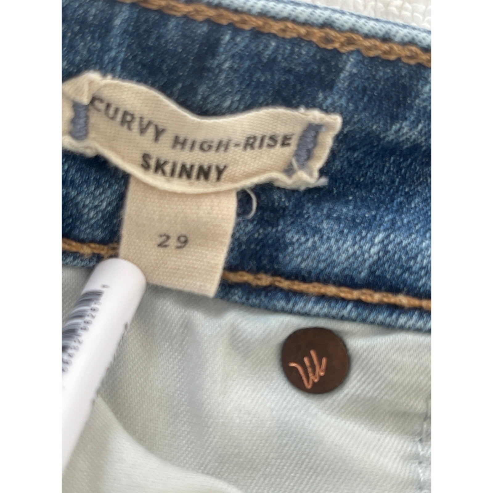 Madewell Curvy High Rise Skinny Jeans Medium Wash Distressed Size 29