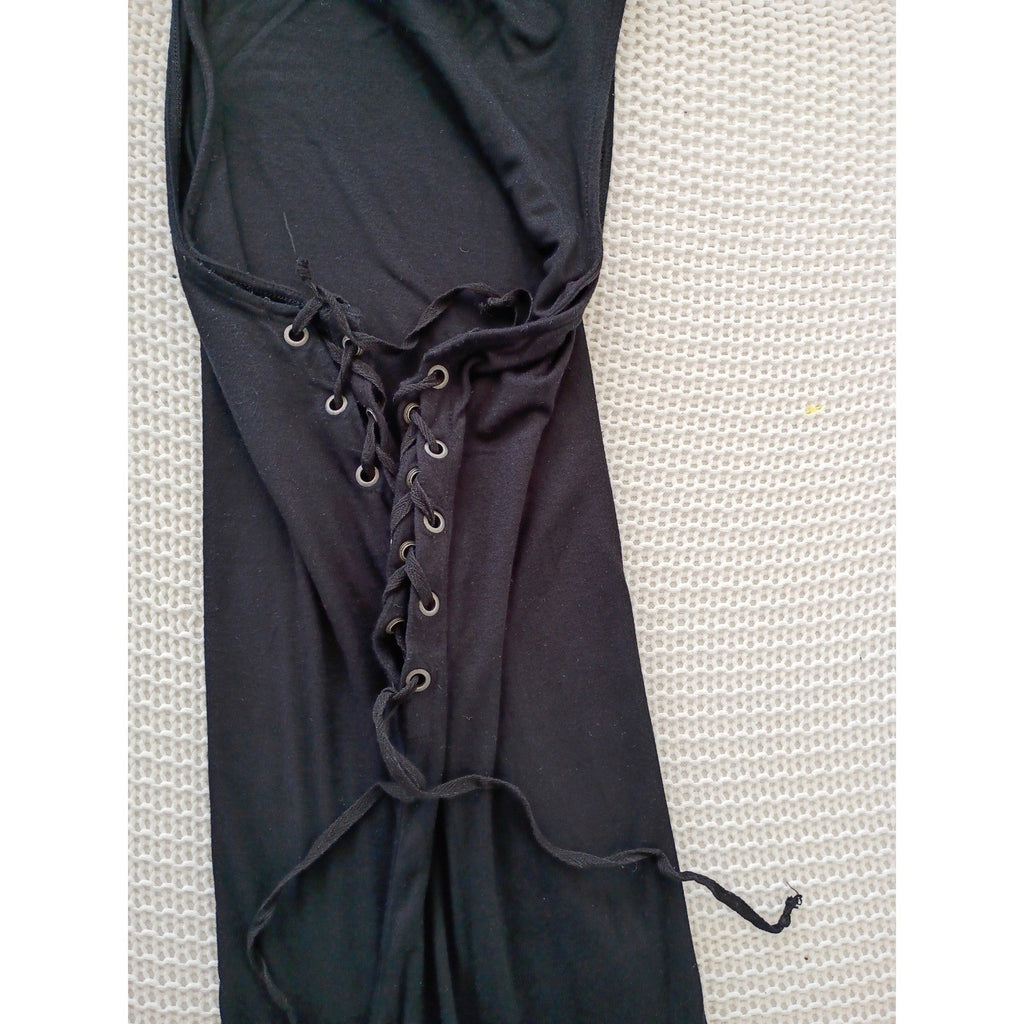 American Eagle Soft & Sexy Black Lace Up Side Mini Dress Sleeveless Grunge L