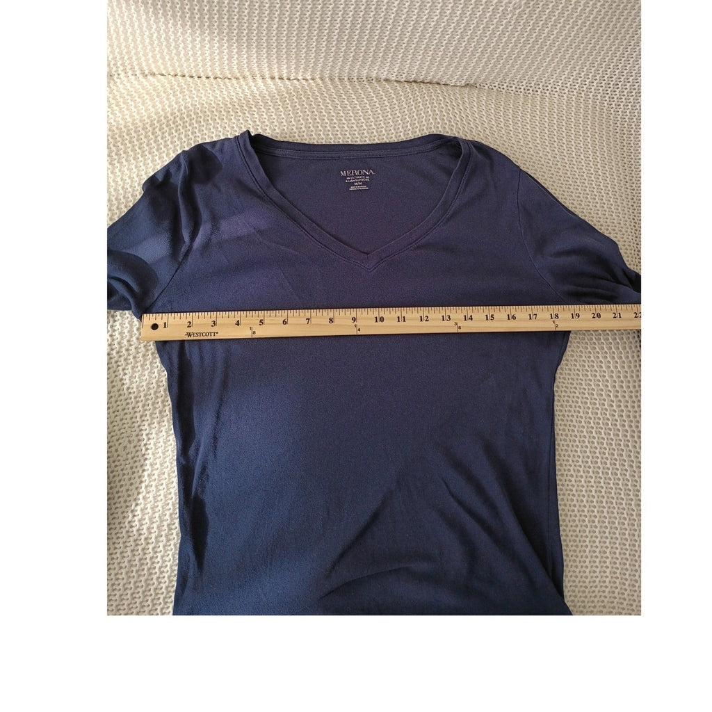 MERONA 100% Cotton Black Long Sleeve V-Neck T-Shirt M Ultimate Supreme Cotton