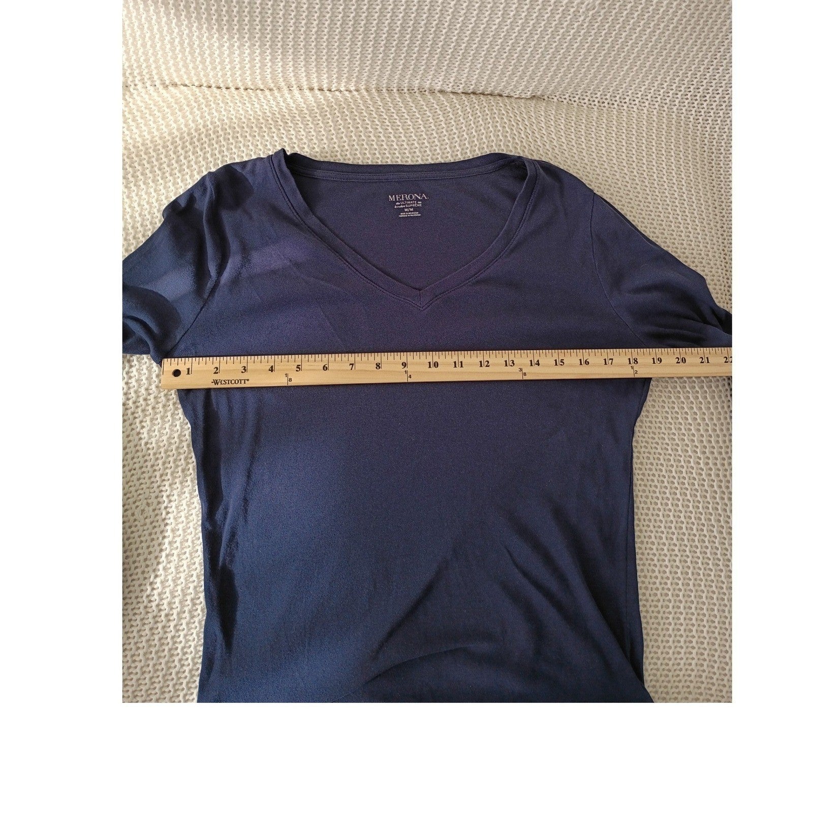 MERONA 100% Cotton Black Long Sleeve V-Neck T-Shirt M Ultimate Supreme Cotton