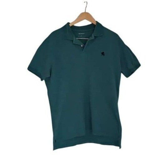 EXPRESS Mens Polo Shirt Teal Green Short Sleeve 100% Cotton L Classic