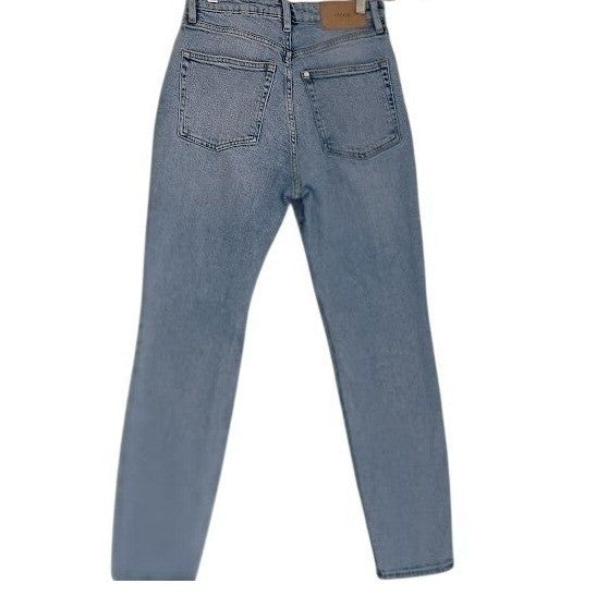 H&M Ultra High Waist Mom Jeans 4 27x28 Light Wash Button Fly Boho