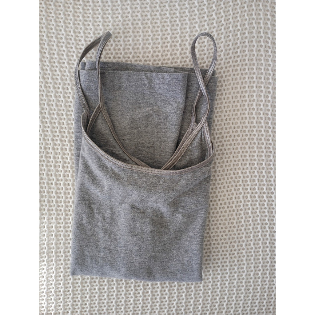 GAP Bundle White Ribbed Open Back Tie Top & Grey Camisole Cami Set S Capsule