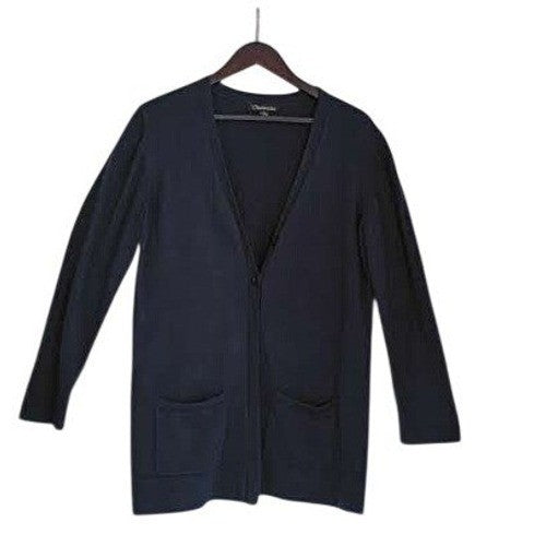 CHADWICKS 100% Cozy Casual Cotton Navy Blue Button Front Cardigan Size L