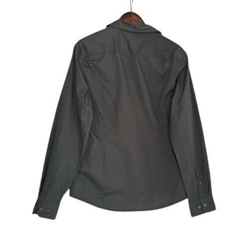 Esprit - Y2K Men Long Sleeve Button Up Shirt Gray Cotton Blend Size L