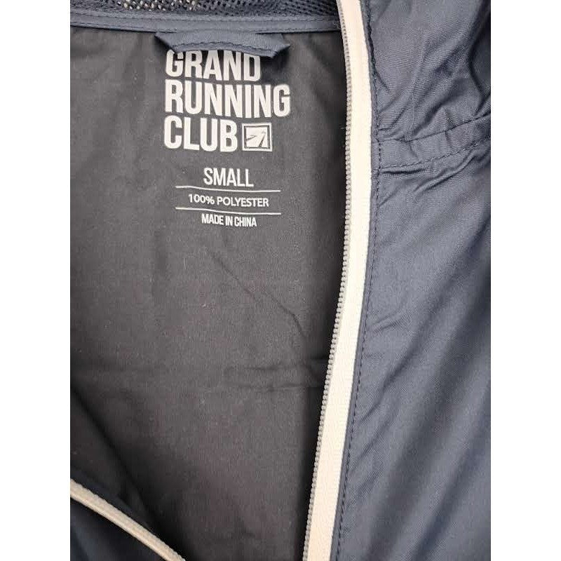 GRAND RUNNING CLUB NWT Navy Blue Lightweight Hooded Windbreaker Jacket