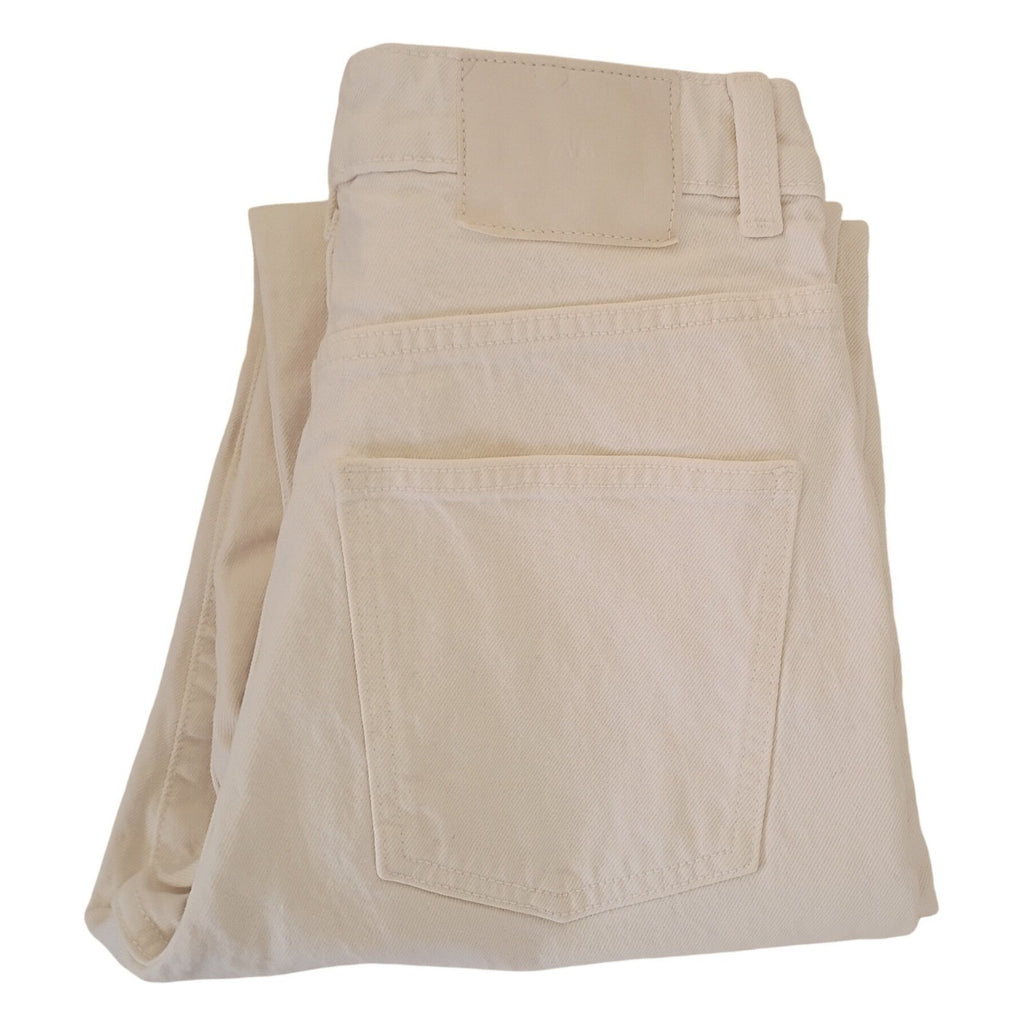 ZARA High Waisted Cream Beige Straight Leg Denim Jeans Women US 4 EUR 36