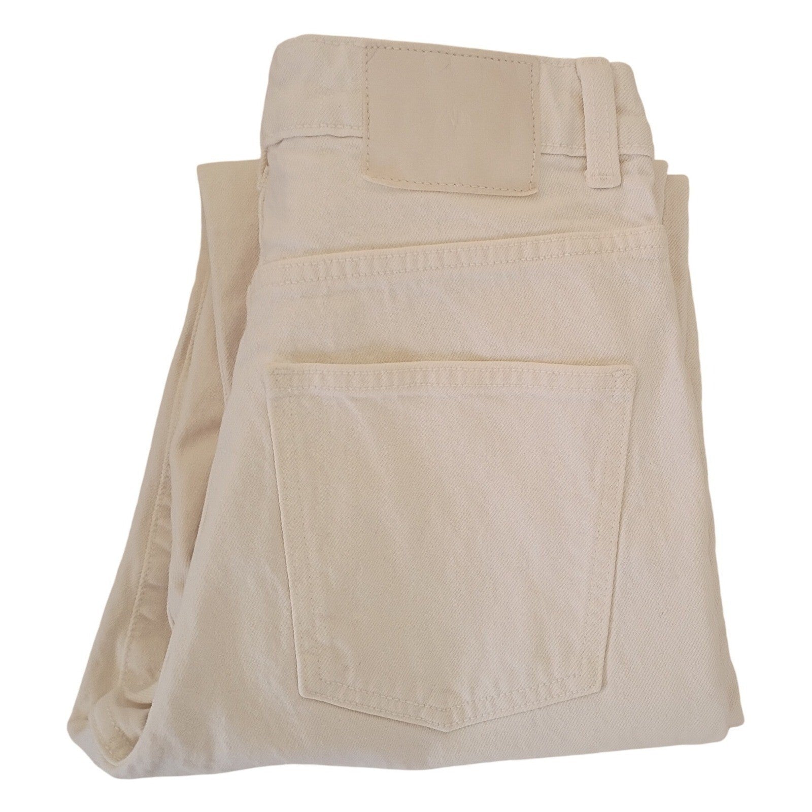 ZARA High Waisted Cream Beige Straight Leg Denim Jeans Women US 4 EUR 36