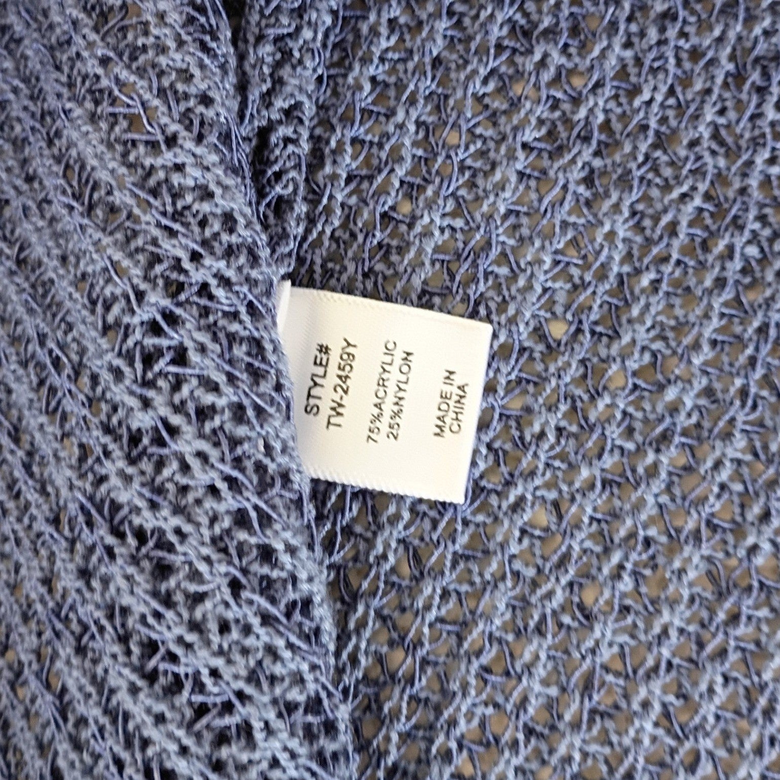 NWT Zenana Boho Blue Open Knit Crochet Sleeveless V-Neck Vest M Festive